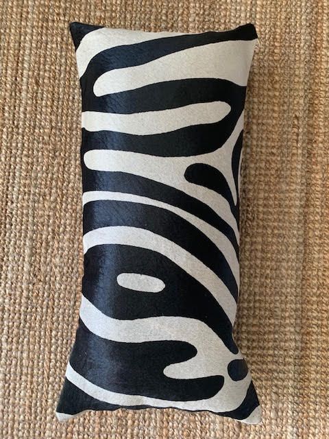 Zebra Print Lumbar Cowhide Cushion Cover - Size: 23.5 in x 12 in A-2108
