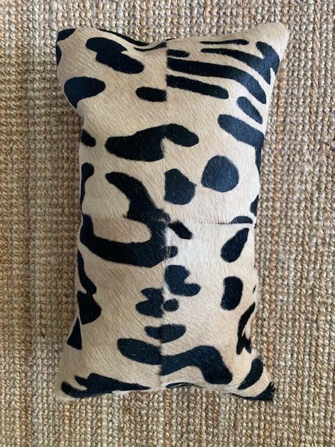 4 Rectangles Leopard Print Lumbar Cowhide Cushion Cover - Size: 20 in x 12 in A-2110