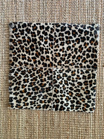 4 Squares Leopard Print Cowhide Cushion Cover - Size: 17.5 in x 17.5 in A-2112