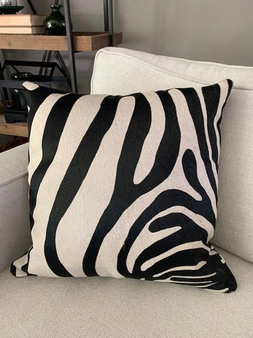 Zebra Print Cowhide Cushion Cover - Size: 19.5 in x 19.5 in A-2114