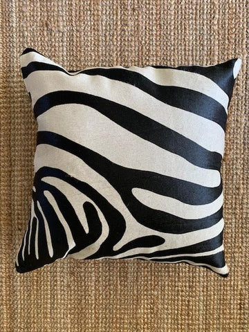 Zebra Print Cowhide Cushion Cover - Size: 19.5 in x 19.5 in A-2114