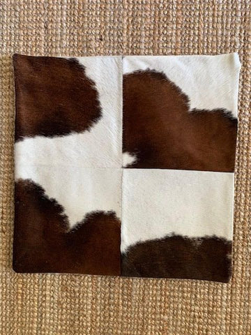 4 Squares Spotted Cowhide Cushion Cover - Size: 18 in x 18 in A-2115