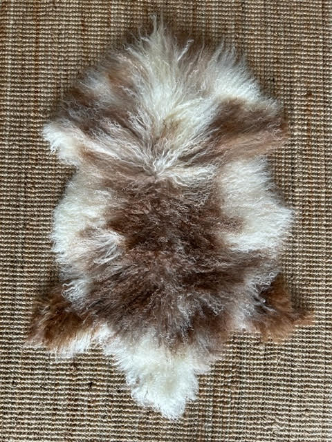 A-2397 Speckled Brown and White Lamb Skin Average Size: 38X22 inches