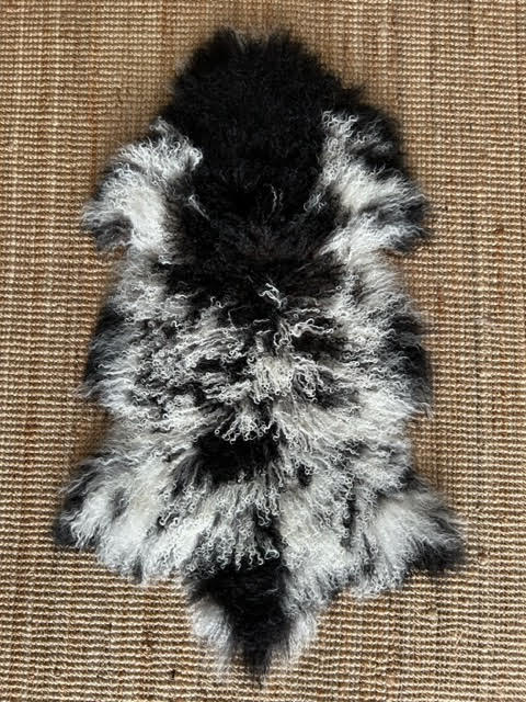 A-2398 Speckled Black and White Lamb Skin Average Size: 38X22 inch