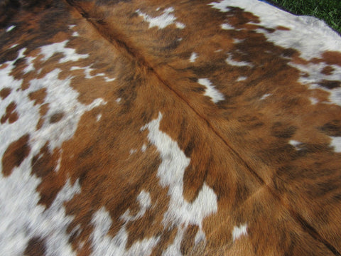 Speckled Tricolor Cowhide Rug Size: 7 1/4' X 6 1/2' Speckled Brown and White Cowhide Rug B-001