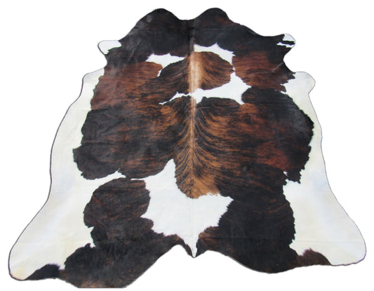 Tricolor Cowhide Rug Size: 8' X 7' Spotted Brown and White Cowhide Rug B-006
