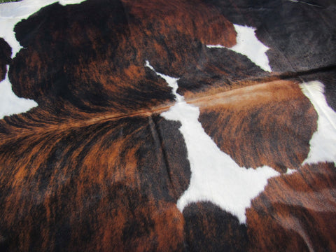 Tricolor Cowhide Rug Size: 8' X 7' Spotted Brown and White Cowhide Rug B-006