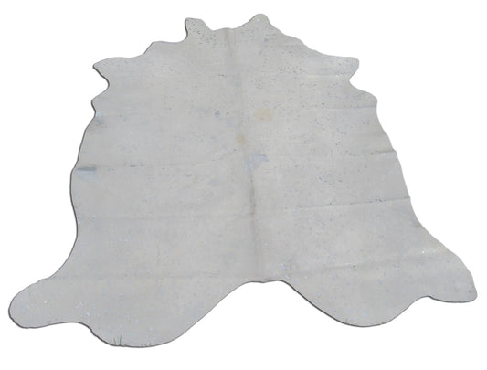 Silver Cowhide Rug Size: 7 1/4' X 6 3/4' White/Silver Acid Washed Cowhide Rug B-015