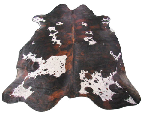 Speckled Tricolor Longhorn Cowhide Rug Size: 7' X 6 1/2' Brown/White Cowhide Rug B-023