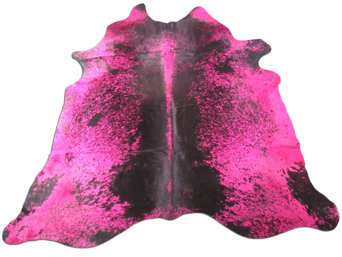 Pink Cowhide Rug Size: 7 1/2' X 7' Dyed Pink Salt & Pepper Cowhide Rug B-040