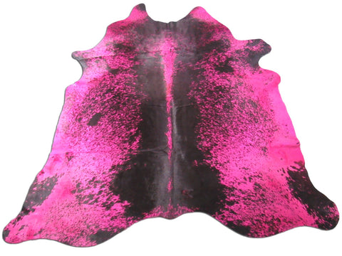 Pink Cowhide Rug Size: 7 1/2' X 7' Dyed Pink Salt & Pepper Cowhide Rug B-040