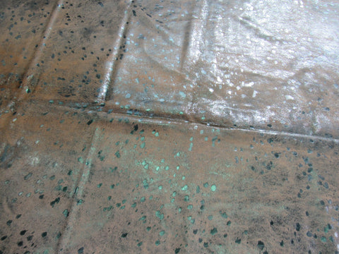 Turquoise Metallic Cowhide Rug Size: 7' X 6 1/4' Beige/Blue Acid Washed Cowhide Rug B-044