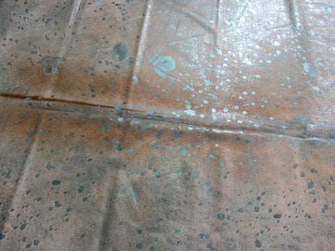 Blue Metallic Cowhide Rug Size: 7' X 6 1/2' Beige/Blue Acid Washed Cowhide Rug B-046
