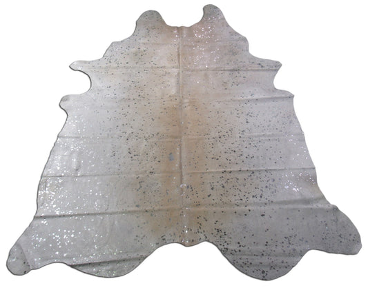 Silver Cowhide Rug Size: 8' X 6 3/4' Beige/Silver Acid Washed Cowhide Rug B-048