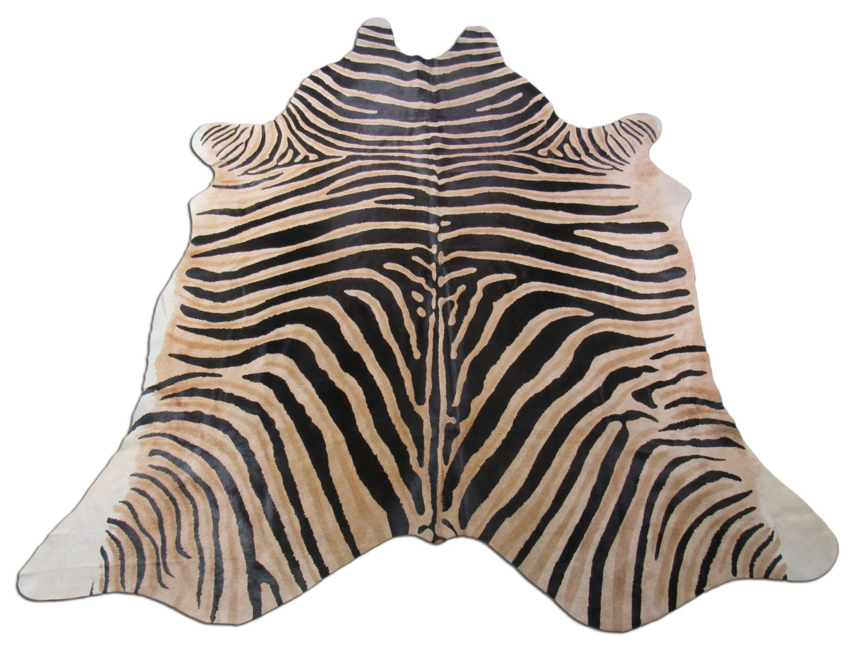 Zebra Cowhide Rug Size: 7 1/4' X 7' Genuine Zebra Print Cowhide Rug B-049