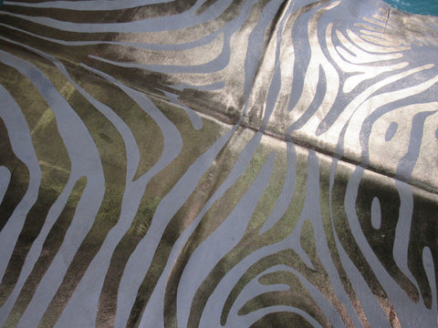 Gold Zebra Print Cowhide Rug Size: 7' X 6' Beige/Gold Zebra Cowhide Rug B-050