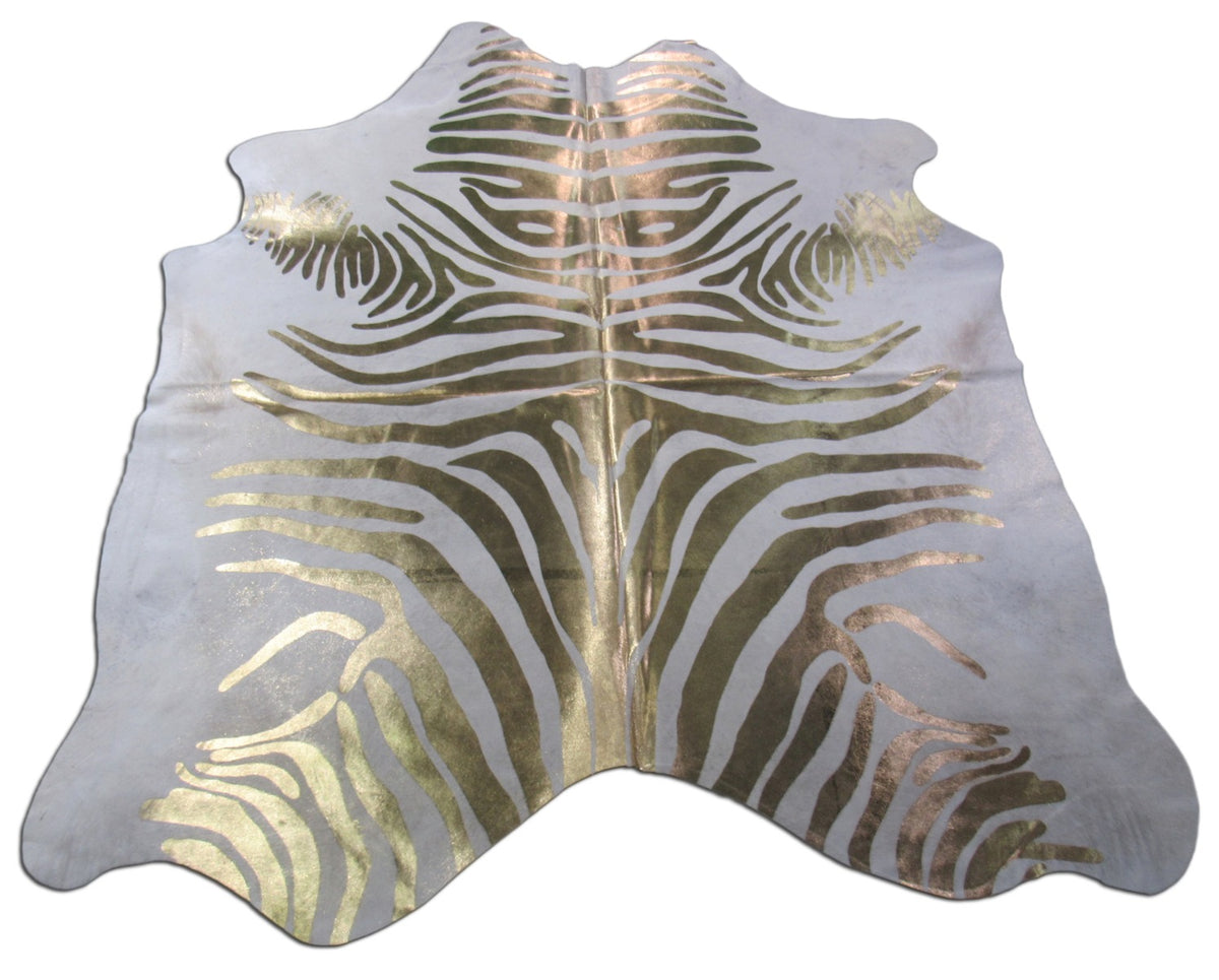 Gold Zebra Print Cowhide Rug Size: 6 1/2' X 6 1/2' Beige/Gold Zebra Cowhide Rug B-051