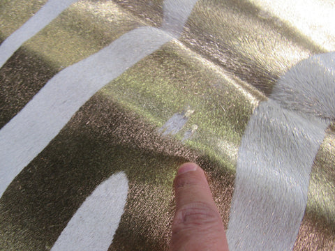 Gold Zebra Print Cowhide Rug Size: 6 1/2' X 6 1/2' Beige/Gold Zebra Cowhide Rug B-051
