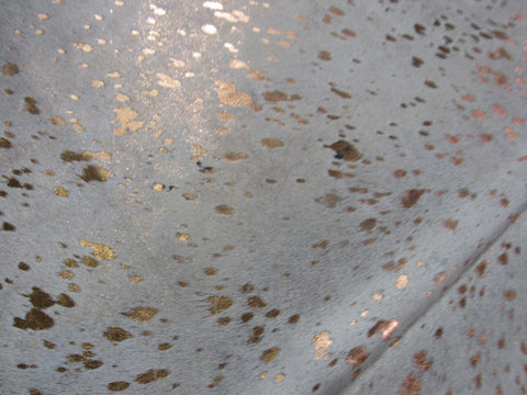 Rose Gold Cowhide Rug Size: 7 1/2' X 6 1/2' Beige/Metallic Pink Acid Washed Cowhide Rug B-053