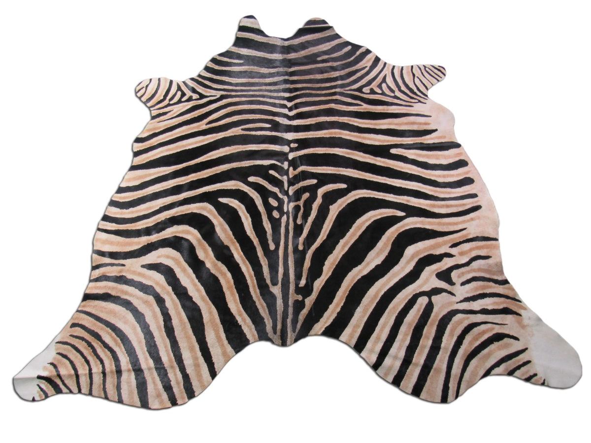 Zebra Cowhide Rug Size: 6 1/4' X 6 1/2' Genuine Zebra Print Cowhide Rug B-055