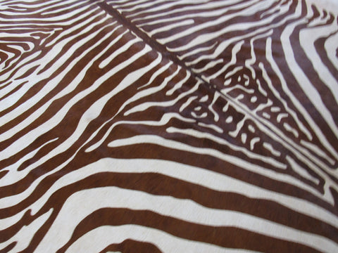 Zebra Print Cowhide Rug Size: 7' X 7' Brown/White Zebra Cowhide Rug B-056