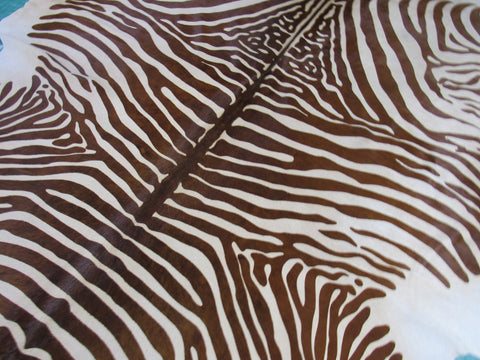 Zebra Print Cowhide Rug Size: 7' X 7' Brown/White Zebra Cowhide Rug B-056