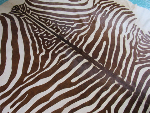 Zebra Print Cowhide Rug Size: 7' X 7' Brown/White Zebra Cowhide Rug B-056