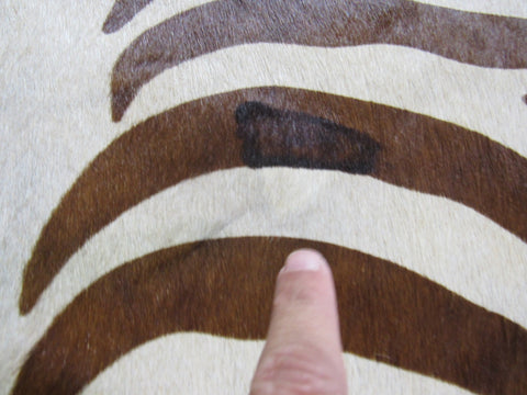 Zebra Print Cowhide Rug Size: 7' X 7' Brown/White Zebra Cowhide Rug B-056