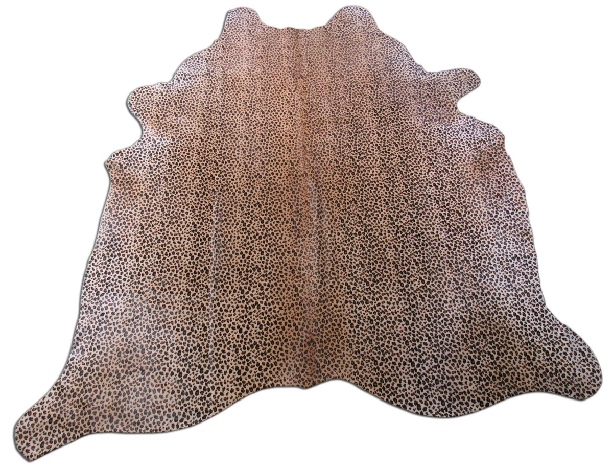 Leopard Print Cowhide Rug Size: 7' X 6 3/4' Beige/Brown Leopard Cowhide Rug B-058