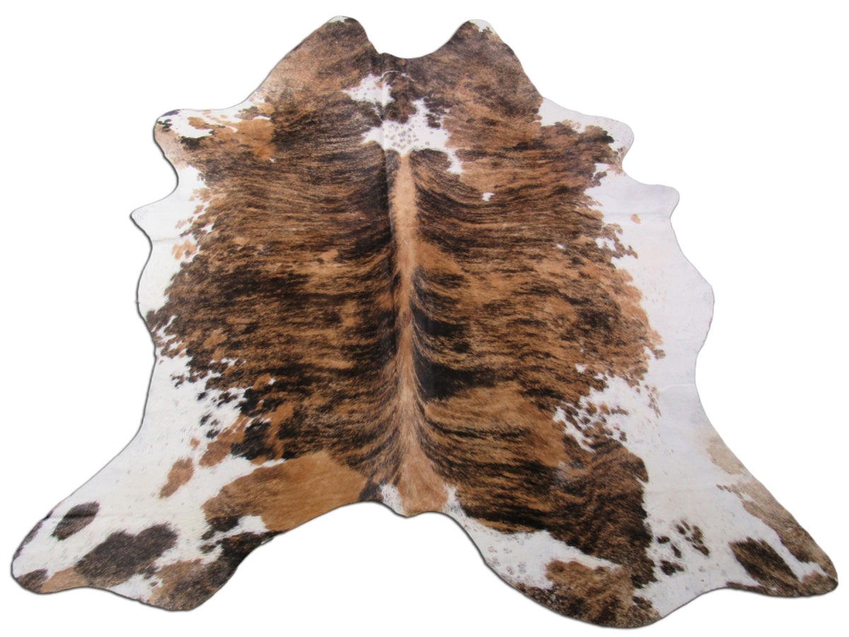 Beige Brindle Cowhide Rug Size: 7 1/4' X 6 3/4' Brown/Beige Brindle Cowhide B-063