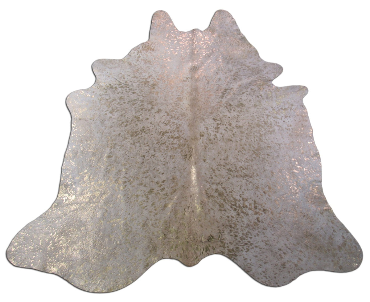 Gold Cowhide Rug Size: 7' X 6' Beige/Gold Acid Washed Cowhide Rug B-069