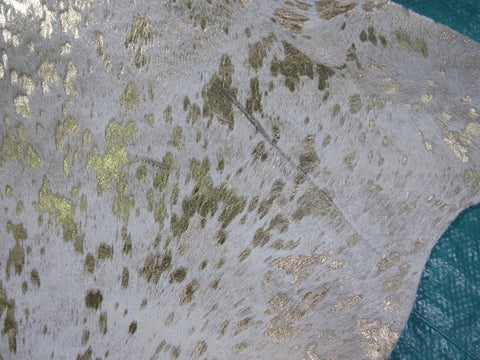 Gold Cowhide Rug Size: 7' X 6' Beige/Gold Acid Washed Cowhide Rug B-069