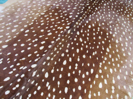 Tapis en peau de vache à imprimé cerf Axis Taille : 7' X 6 1/2' Tapis en peau de vache à imprimé cerf marron/blanc B-073
