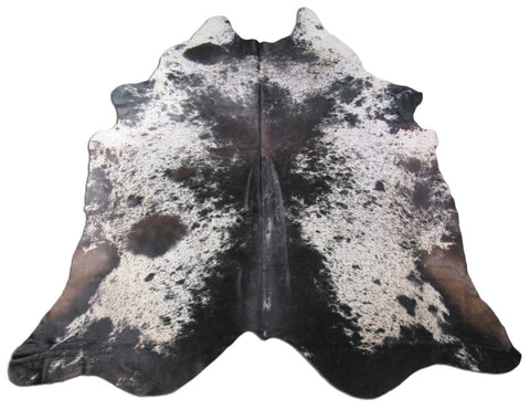 HUGE Salt & Pepper Cowhide Rug Black and White with Some Brown Mixed In Size: 8.5x7 feet B-118