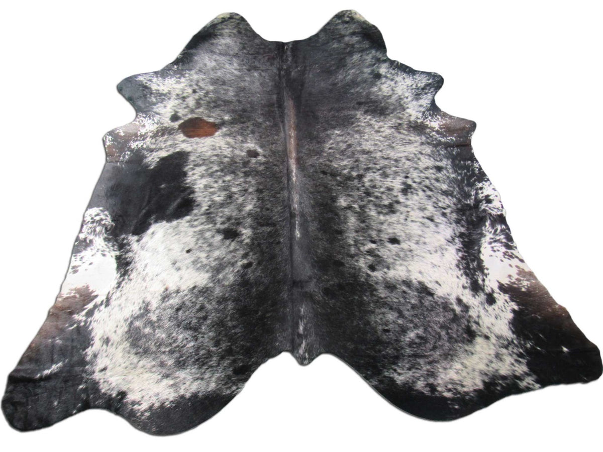 HUGE Salt & Pepper Cowhide Rug Black and White (Some Dark Brown Mixed In) Size: 8x7.5 feet B-119