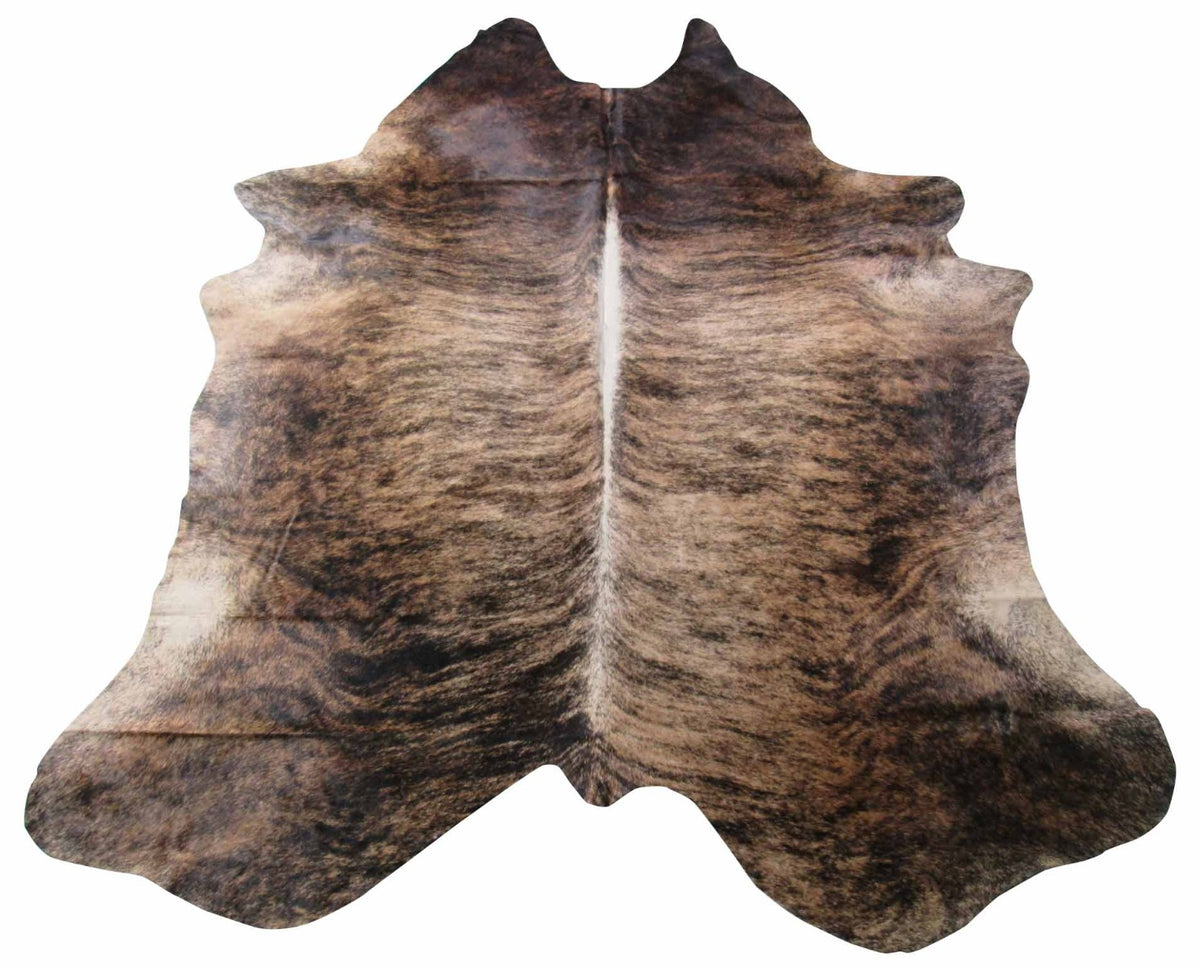 Dark Brown Brindle Cowhide Rug - Size: 8' x 6 1/2' B-120