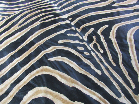 Genuine Zebra Print Cowhide Rug Size: 7' X 6' Black Stripes, Grey/Light Brown Inner Stripes Zebra Print Cowhide Rug