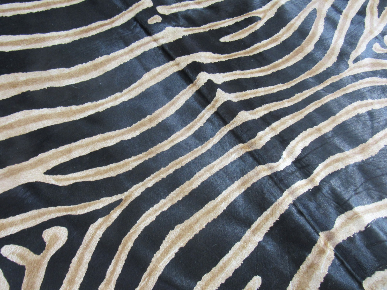 Genuine Zebra Print Cowhide Rug Size: 7' X 6' Black Stripes, Grey/Light Brown Inner Stripes Zebra Print Cowhide Rug
