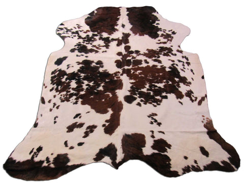 Beautiful Tricolor Cowhide Rug Size: 6x5 3/4 feet B-195