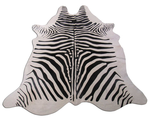 Gorgeous Zebra Cowhide Rug(small patch and fire brand) Size: 6.5x6 feet B-232