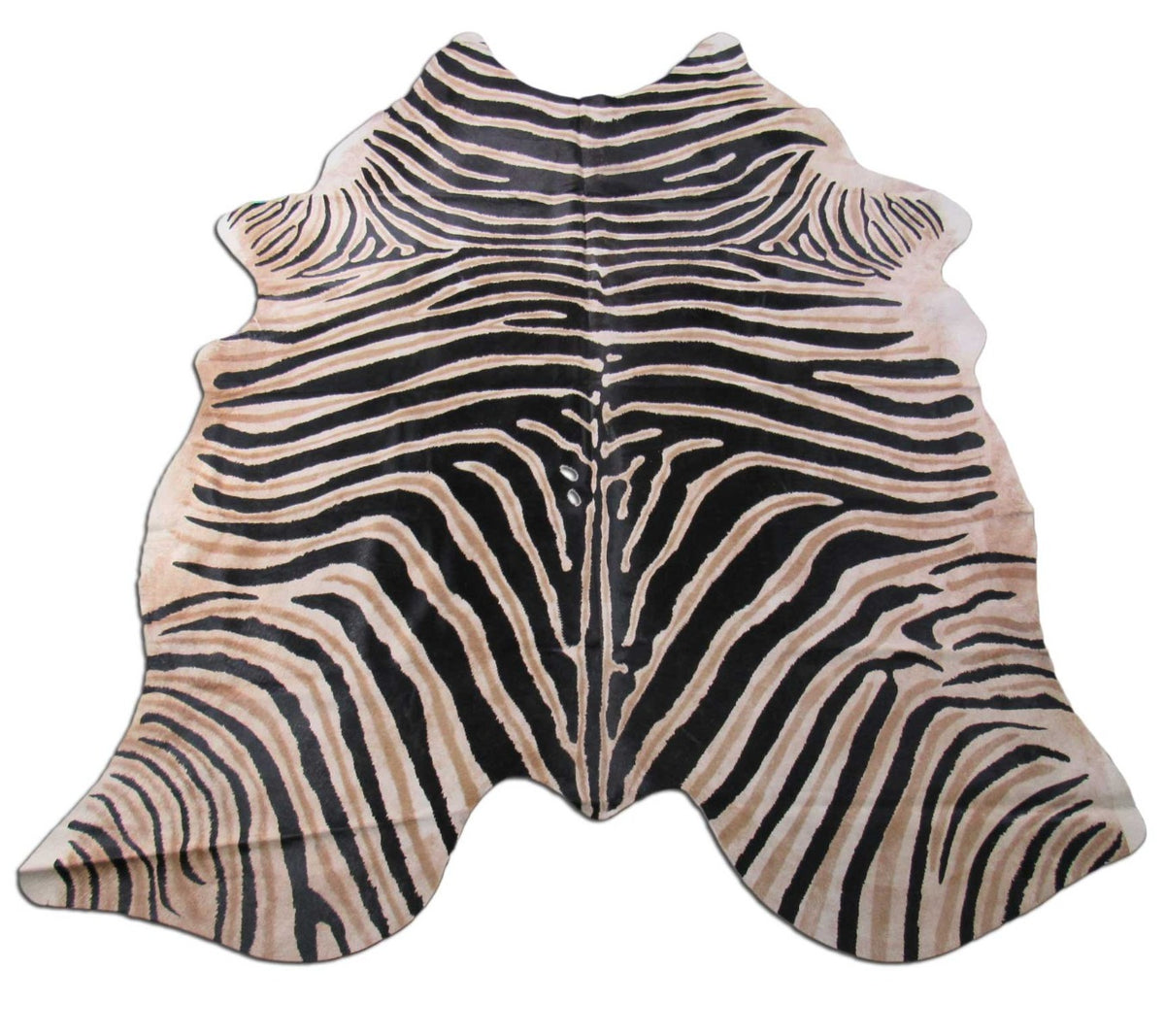 Genuine Zebra Print Cowhide Rug Size: 7 1/4' X 6' Black Stripes, Brown Inner Stripes Zebra Print Cowhide Rug B-247