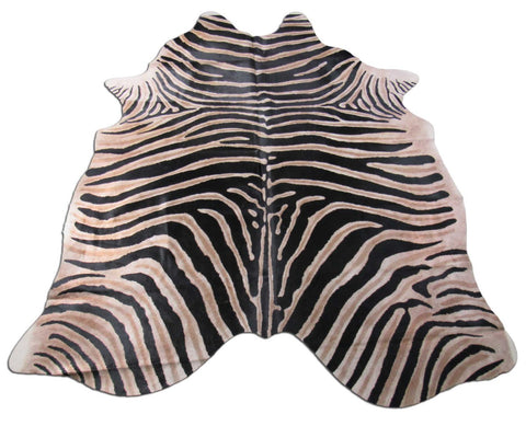 Genuine Zebra Print Cowhide Rug Size: 7' X 6' Black Stripes, Dark Grey/Brown Inner Stripes Zebra Print Cowhide Rug B-248