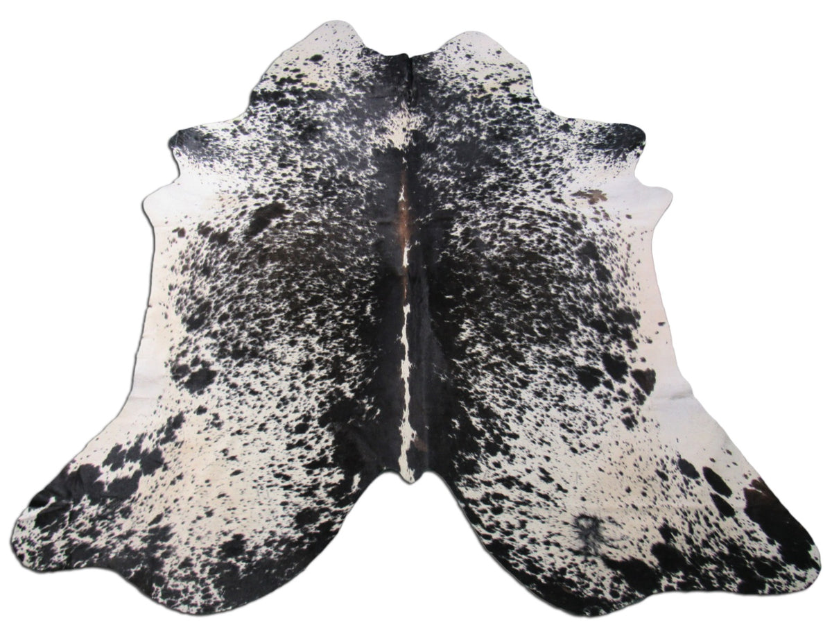 Salt & Pepper Cowhide Rug (middle has a bit of brown/ mainly black and white) Size: 7 3/4x7 feet B-261