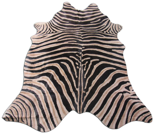 Genuine Zebra Print Cowhide Rug Size: 7' X 5 3/4' Black Stripes, Grey/Light Brown Inner Stripes Zebra Print Cowhide Rug B-279