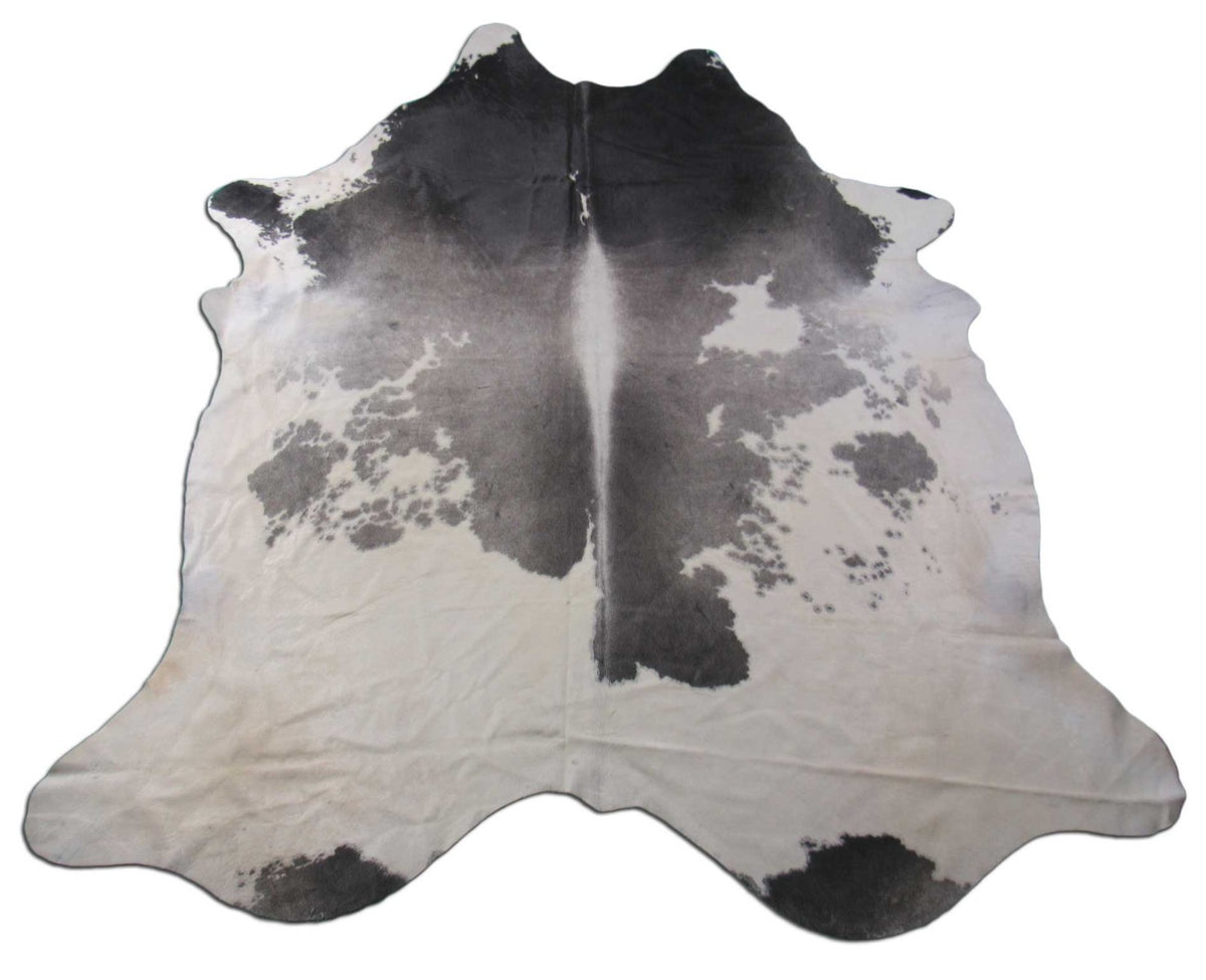 Grey & White Cowhide Rug (White is actually off-white or light beige) Size: 7.75x7 feet B-283