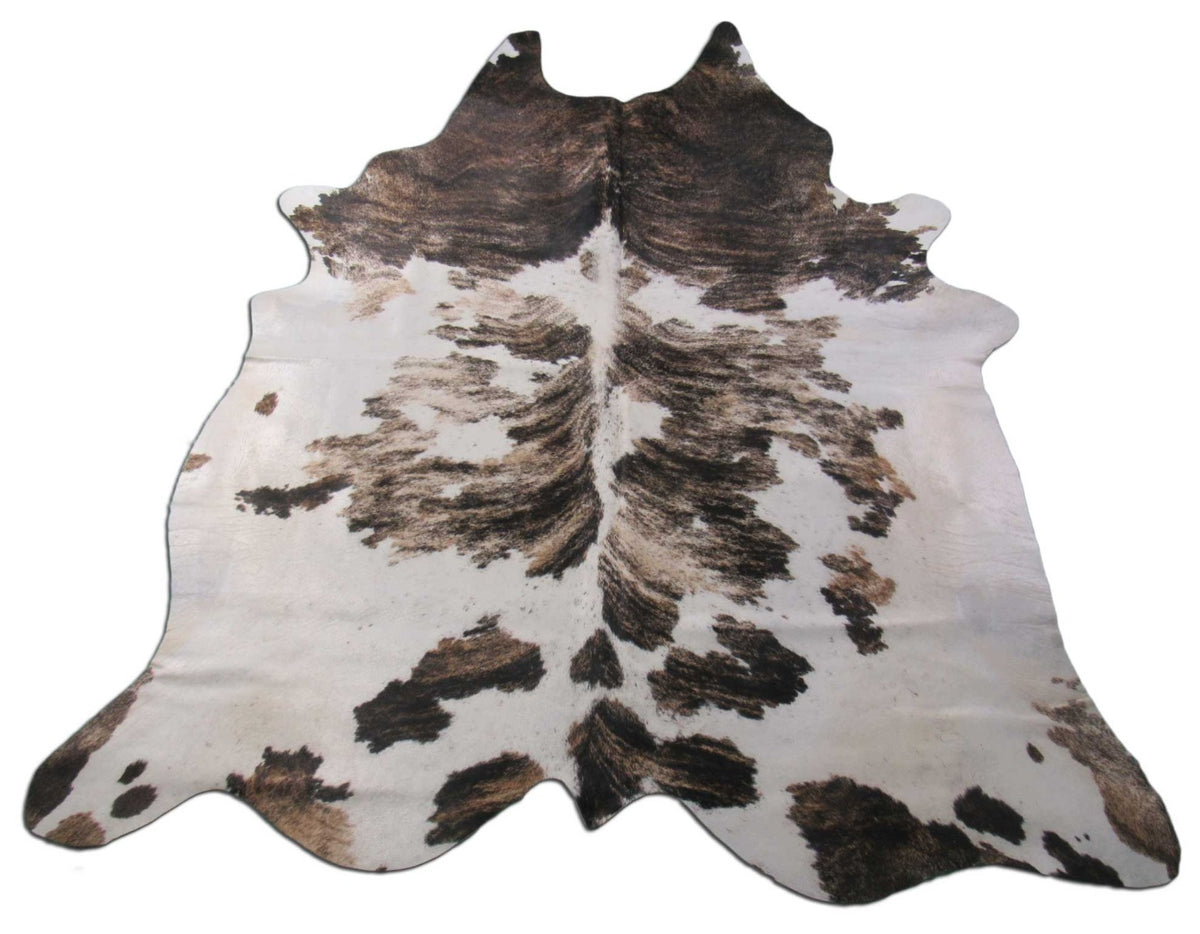 Grey Brindle & White Cowhide Rug Size: 7x6 1/4 feet B-284