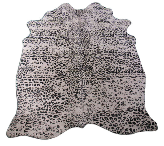 Distressed/Antique Leopard Print Cowhide Rug (background is white) Size: 7x5.2 feet B-299