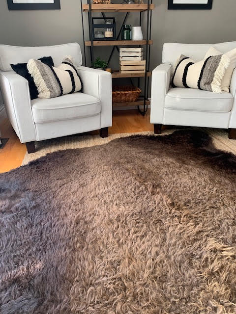 Genuine Bison Hide Rug Size: Approx. 8' X 7' Natural Tanned Bison Fur Skin Rug #4