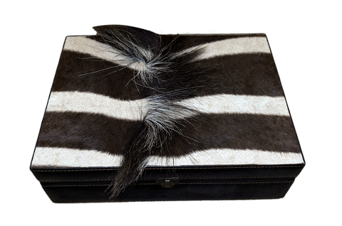 Genuine Zebra Skin Leather Jewelry Box #11 Size: 13" X 13" X 4" inches