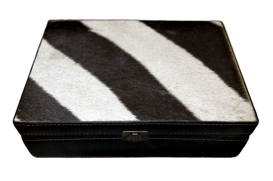 Genuine Zebra Skin Leather Jewelry Box #8 Size: 7" X 10" X 3" inches
